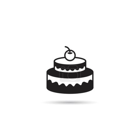 Téléchargez les illustrations : Icône de gâteau de couche sur fond blanc - en licence libre de droit