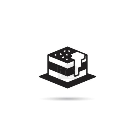 Téléchargez les illustrations : Gâteau au fromage et bonbons icône sur fond blanc - en licence libre de droit