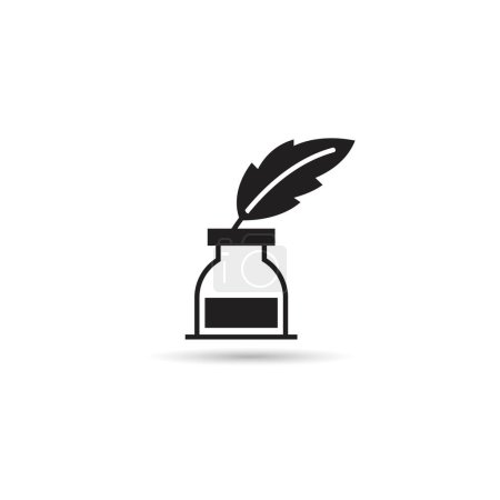 Illustration for Feather and ink bottle icon on white background - Royalty Free Image