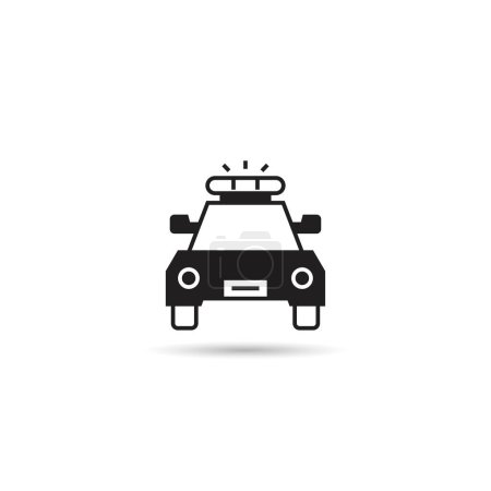 Téléchargez les illustrations : Icône de voiture de police sur fond blanc - en licence libre de droit