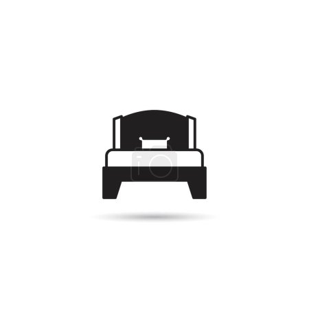 Téléchargez les illustrations : Icône de lit et matelas sur fond blanc - en licence libre de droit