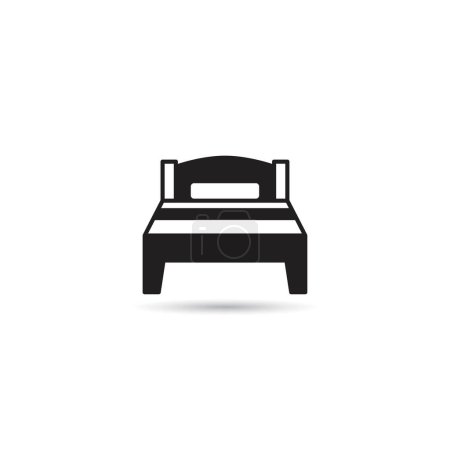 Téléchargez les illustrations : Icône de lit sur fond blanc illustration vectorielle - en licence libre de droit