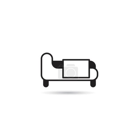 Téléchargez les illustrations : Icône de lit et matelas sur fond blanc - en licence libre de droit