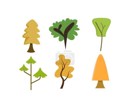 Téléchargez les illustrations : Icônes d'arbre set illustration vectorielle - en licence libre de droit