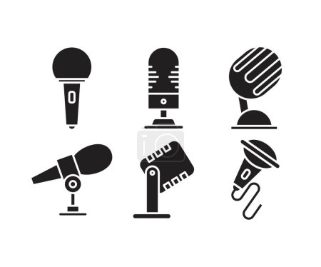 Téléchargez les illustrations : Microphone icons set vector illustration - en licence libre de droit