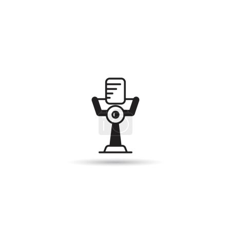 Téléchargez les illustrations : Icône de microphone sur fond blanc - en licence libre de droit