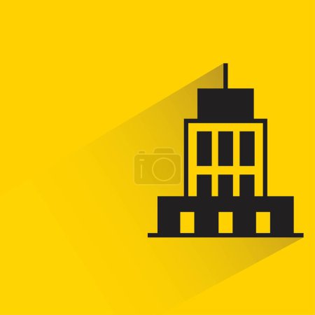 Illustration for Office tower with shadow on yellow background - Royalty Free Image