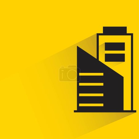 Illustration for Office tower with shadow on yellow background - Royalty Free Image