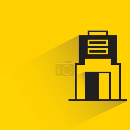 Ilustración de Torre de oficina con sombra sobre fondo amarillo - Imagen libre de derechos