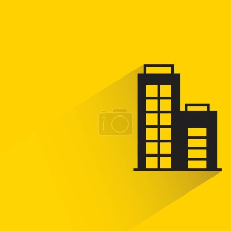 Téléchargez les illustrations : Tour de bureau avec ombre sur fond jaune - en licence libre de droit
