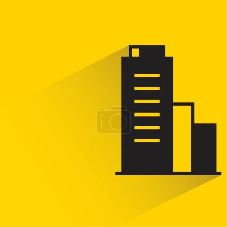 Téléchargez les illustrations : Appartement et tour de bâtiment avec ombre sur fond jaune - en licence libre de droit