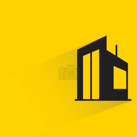 Ilustración de Apartamento y torre de construcción con sombra sobre fondo amarillo - Imagen libre de derechos