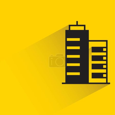Illustration for Apartment and building tower with shadow on yellow background - Royalty Free Image