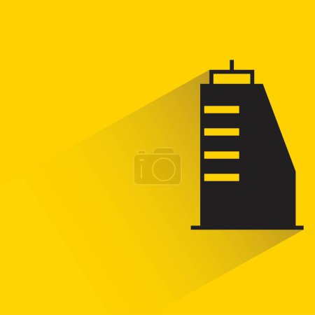 Téléchargez les illustrations : Condo et immeuble avec ombre sur fond jaune - en licence libre de droit
