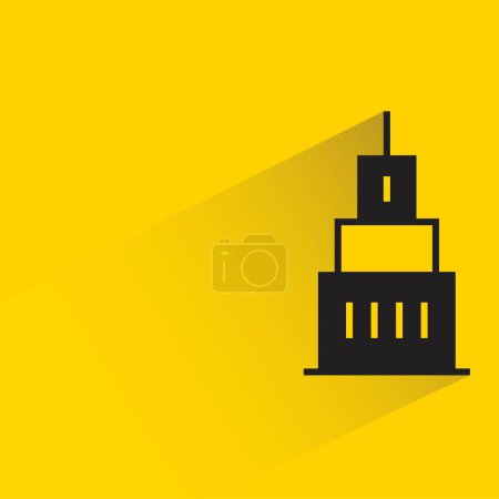 Téléchargez les illustrations : Condo et immeuble avec ombre sur fond jaune - en licence libre de droit