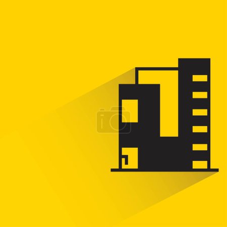 Illustration for Condo and apartment building with shadow on yellow background - Royalty Free Image
