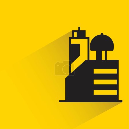 Illustration for Condo and apartment building with shadow on yellow background - Royalty Free Image