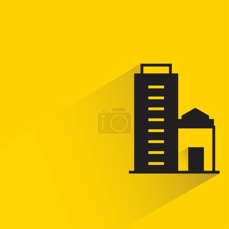 Ilustración de Condominio y edificio de apartamentos con sombra sobre fondo amarillo - Imagen libre de derechos