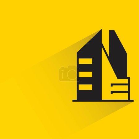 Ilustración de Edificio de oficinas con sombra sobre fondo amarillo - Imagen libre de derechos