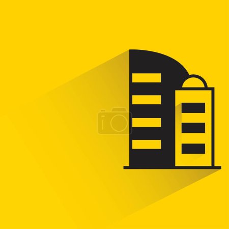 Ilustración de Edificio de oficinas con sombra sobre fondo amarillo - Imagen libre de derechos