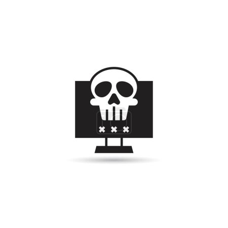 Téléchargez les illustrations : Virus informatique et icône du crâne sur fond blanc illustration vectorielle - en licence libre de droit