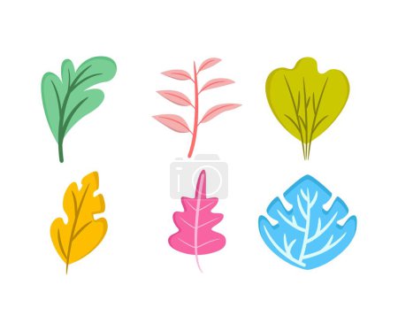 Illustration for Colorful leaf icons set vector illustration - Royalty Free Image