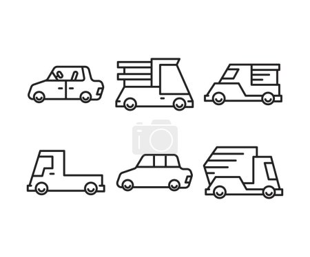Illustration for Car and transportation line icons set - Royalty Free Image