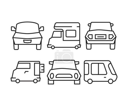 Ilustración de Coche y línea de transporte iconos conjunto - Imagen libre de derechos