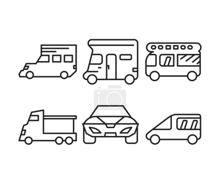 Téléchargez les illustrations : Voiture et les icônes de transport ensemble - en licence libre de droit