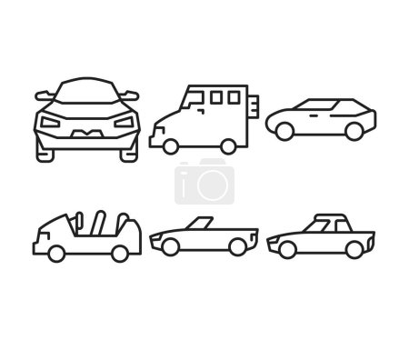 Ilustración de Coche e iconos de transporte conjunto - Imagen libre de derechos