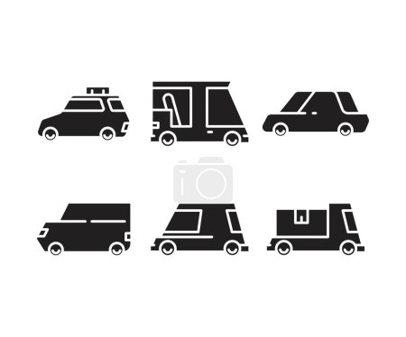 Ilustración de Coche e iconos de transporte conjunto - Imagen libre de derechos