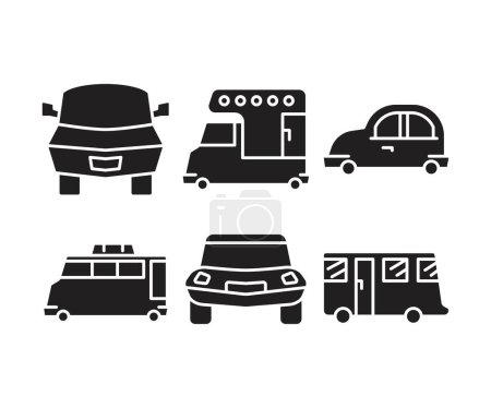 Téléchargez les illustrations : Icônes de voiture et de transport ensemble illustration vectorielle - en licence libre de droit