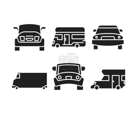 Téléchargez les illustrations : Icônes de voiture et de transport ensemble illustration vectorielle - en licence libre de droit