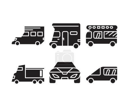Ilustración de Coche e iconos de transporte conjunto vector ilustración - Imagen libre de derechos