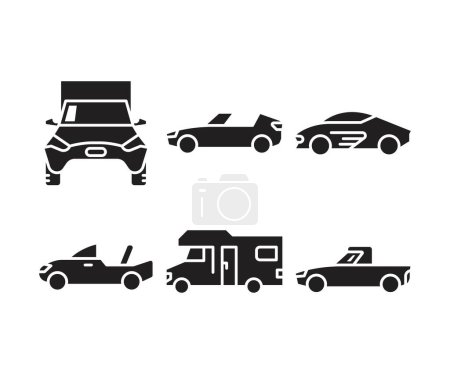 Téléchargez les illustrations : Voiture et véhicule icônes set illustration vectorielle - en licence libre de droit