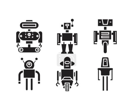 Téléchargez les illustrations : Robot avatar icônes vectoriel illustration - en licence libre de droit