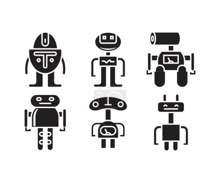 Téléchargez les illustrations : Robot avatar icônes vectoriel illustration - en licence libre de droit