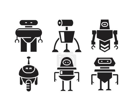 Téléchargez les illustrations : Robot icône set illustration vectorielle - en licence libre de droit
