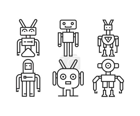 Téléchargez les illustrations : Robot icônes set illustration vectorielle - en licence libre de droit