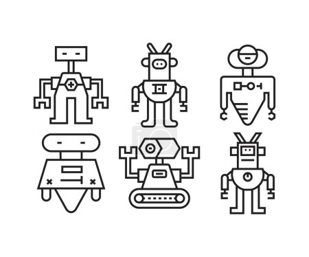 Illustration for Robot icon set line vector illustration - Royalty Free Image