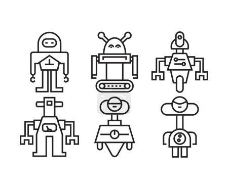 Illustration for Robot icon set line vector illustration - Royalty Free Image