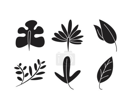 Illustration for Tropical leaf icons set line illustration - Royalty Free Image