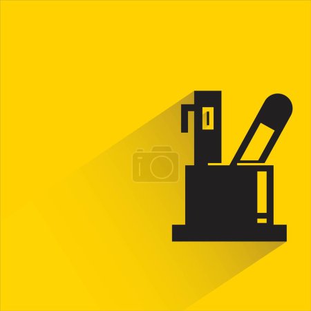 Illustration for Pen and pencil with shadow on yellow background - Royalty Free Image
