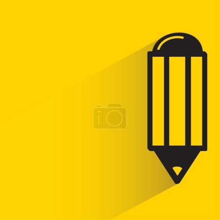 Téléchargez les illustrations : Stylo avec ombre sur fond jaune - en licence libre de droit