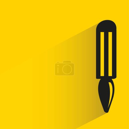 Illustration for Paint brush with shadow on yellow background - Royalty Free Image