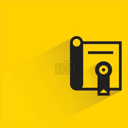 Illustration for Diploma document with shadow on yellow background - Royalty Free Image
