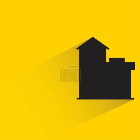 Illustration for Silhouette city building with shadow on yellow background - Royalty Free Image