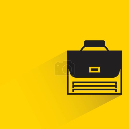 Illustration for Briefcase with shadow on yellow background - Royalty Free Image