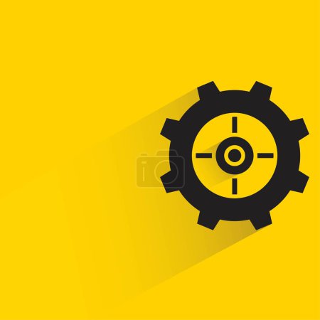 Illustration for Gear with shadow on yellow background - Royalty Free Image