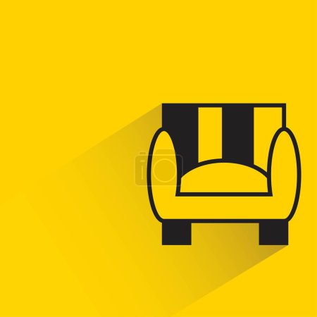 Illustration for Sofa with shadow on yellow background - Royalty Free Image